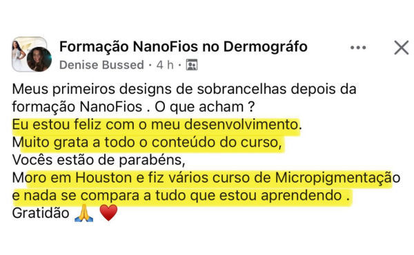 Depoimento de aluna FEN 14