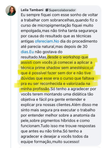 Depoimento de aluna FEN 16