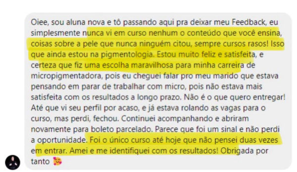 Depoimento de aluna FEN 31