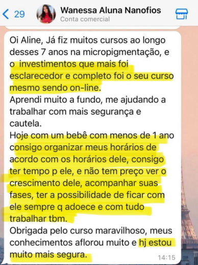 Depoimento de aluna FEN 33