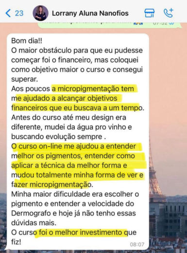 Depoimento de aluna FEN 35